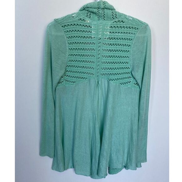 Anthro Crochet Mint Long Sleeves Open Front Cardigan - Picture 3 of 9
